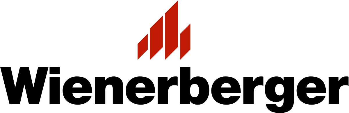 The Wienerberger logo features a bold red symbol paired with strong typography, reflecting construction and architecture. As a client of ISO-Gruppe, Wienerberger leverages modern IT solutions and data quality to drive its global building and infrastructure projects.