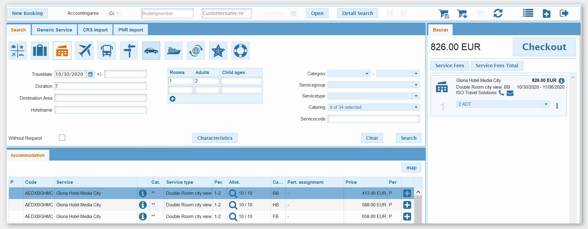 Hotel vacancy shopping cart Pacific
