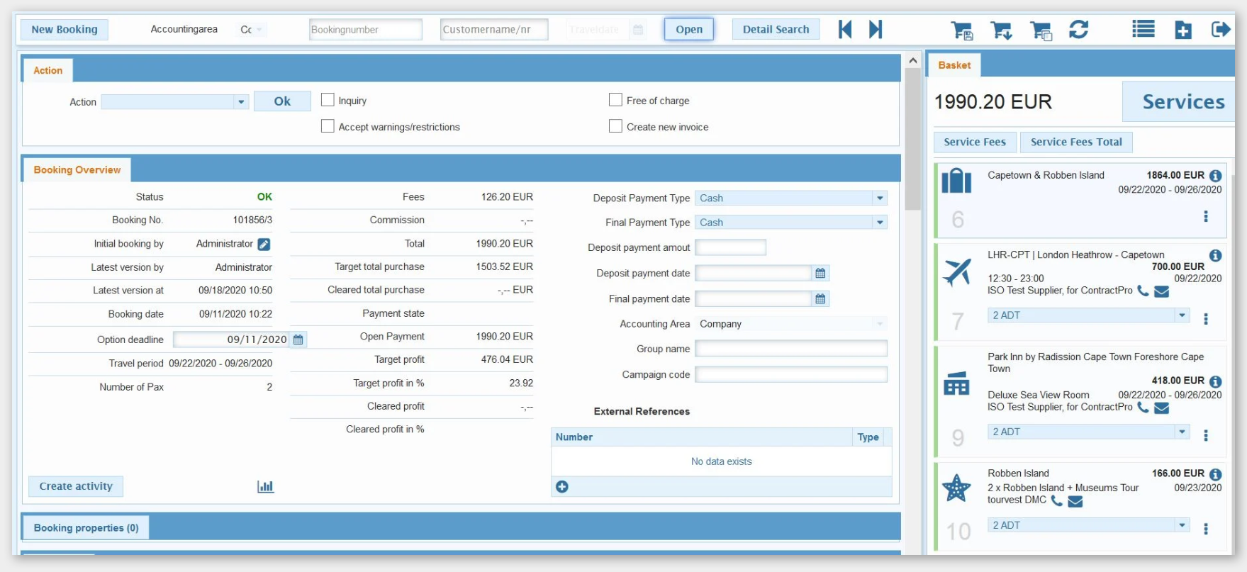 Booking display Pacific