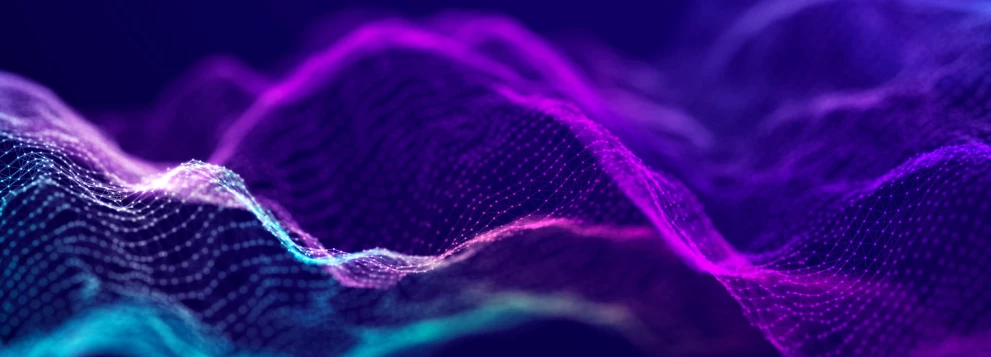 Abstrakte digitale Wellen als Symbol für innovative Daten-Governance-Lösungen – perfekt für Marlin Generic Governance (MGG), die kundenspezifische Workflows und das 4-Augen-Prinzip für effiziente Datenprozesse in SAP ermöglicht.