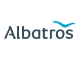 The Albatros logo features dark gray lettering with a blue stylized wing symbol, representing software solutions for sports, leisure, and membership management. As a client of ISO-Gruppe, Albatros relies on modern IT and data solutions to efficiently manage digital processes in sports clubs, golf courses, and leisure facilities.
