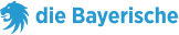 Logo der Versicherung „die Bayerische“ mit stilisiertem, nach links blickendem Löwenkopf und dem Schriftzug „die Bayerische“ in blauer Schrift.