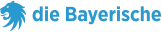 Logo der Versicherung „die Bayerische“ mit stilisiertem, nach links blickendem Löwenkopf und dem Schriftzug „die Bayerische“ in blauer Schrift.