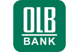 Logo der OLB Bank mit weißem Schriftzug „OLB“ über einer weißen Linie und dem Wort „BANK“ darunter, alles in Großbuchstaben auf grünem, abgerundeten Quadrat.