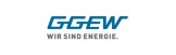 Blauer Schriftzug ‚GGEW‘ in moderner, schräger Großbuchstaben-Typografie. Darunter in grauer Schrift der Slogan: ‚WIR SIND ENERGIE.