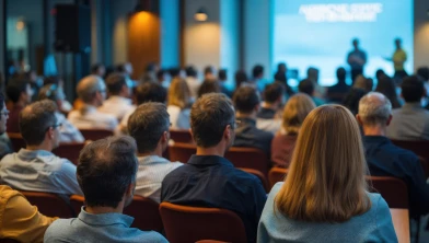 Das Bild zeigt eine Fachveranstaltung mit Vorträgen und Publikum im Kontext von Digitalisierung, IT-Strategien und modernen Softwarelösungen. Es steht für den fachlichen Austausch zu Themen wie digitale Transformation, Künstliche Intelligenz, Datenmanagement und zukunftsfähige IT-Prozesse im Unternehmens- und Verwaltungskontext.