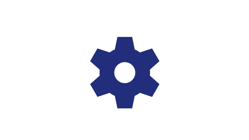 A gear icon represents repeatable processes and automating routine operational steps. It fits topics like AI workflow automation, RPA, orchestration, system integration, and scaling process optimization in enterprise environments.